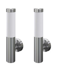 2 appliques murales cylindriques en acier inoxydable | Mobilier & Déco