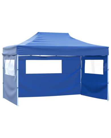 Tente pliable avec 3 parois 3 x 4,5 m Bleu | Mobilier & Déco