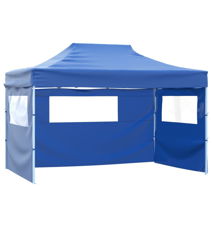 Tente pliable avec 3 parois 3 x 4,5 m Bleu | Mobilier & Déco