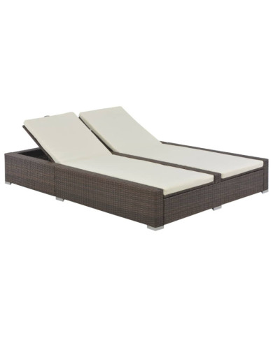 Chaise longue double Résine tressée Marron | Mobilier & Déco