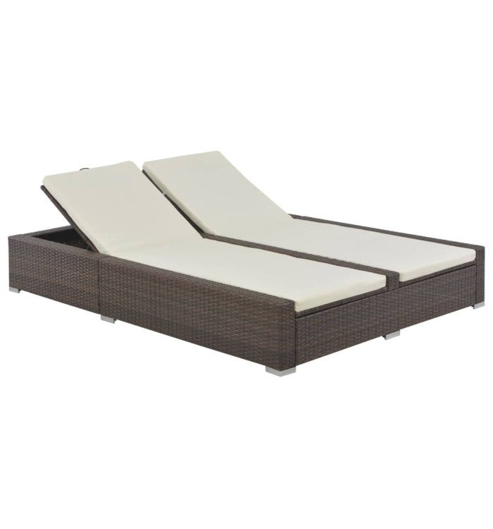 Chaise longue double Résine tressée Marron | Mobilier & Déco