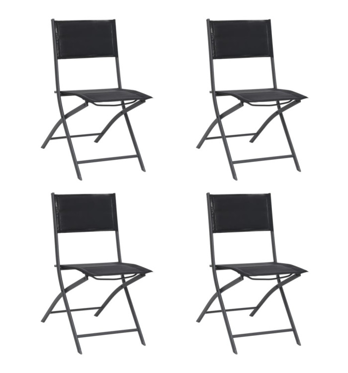 Chaises de jardin pliables lot de 4 Acier et textilène | Mobilier & Déco