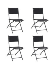 Chaises de jardin pliables lot de 4 Acier et textilène | Mobilier & Déco