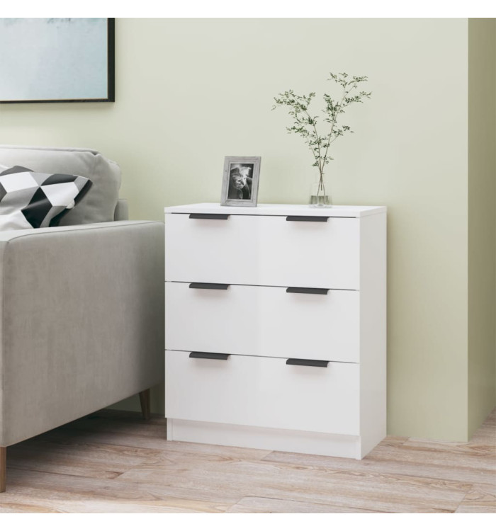 Buffet Blanc brillant 60x30x70 cm Bois d'ingénierie | Mobilier & Déco