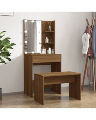 Ensemble de coiffeuse avec LED Chêne marron Bois d'ingénierie | Mobilier & Déco