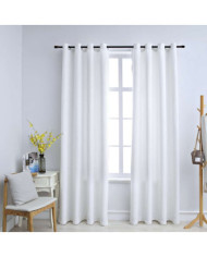 Rideau occultant et anneaux en métal 2pcs Blanc cassé 140x175cm | Mobilier & Déco