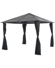 Tonnelle avec rideau Aluminium 3x3 m Noir | Mobilier & Déco