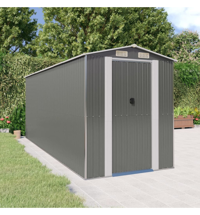 Abri de jardin Gris clair 192x523x223 cm Acier galvanisé | Mobilier & Déco