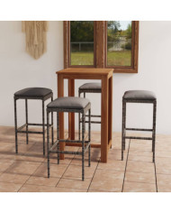 Ensemble de bar de jardin avec coussins 5 pcs Gris | Mobilier & Déco