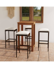 Ensemble de bar de jardin avec coussins 5 pcs Marron | Mobilier & Déco