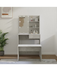 Ensemble de coiffeuse avec LED Gris béton Bois d'ingénierie | Mobilier & Déco