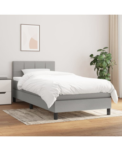 Sommier à lattes de lit avec matelas Gris clair 100x200cm Tissu | Mobilier & Déco
