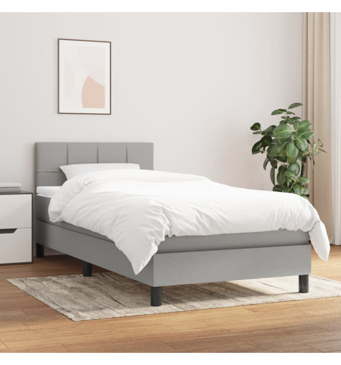 Sommier à lattes de lit avec matelas Gris clair 100x200cm Tissu | Mobilier & Déco