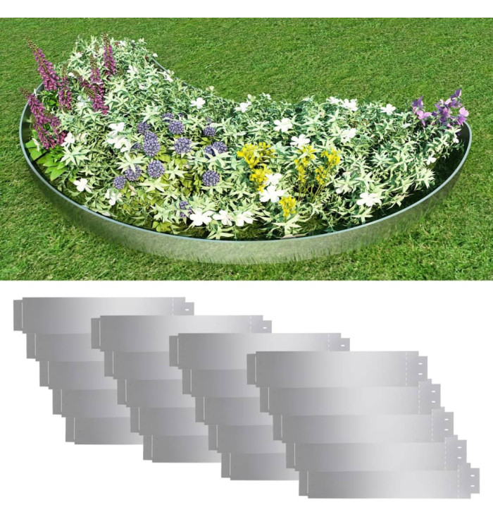 Clôture de pelouse 20 pcs Acier galvanisé 100x20 cm | Mobilier & Déco
