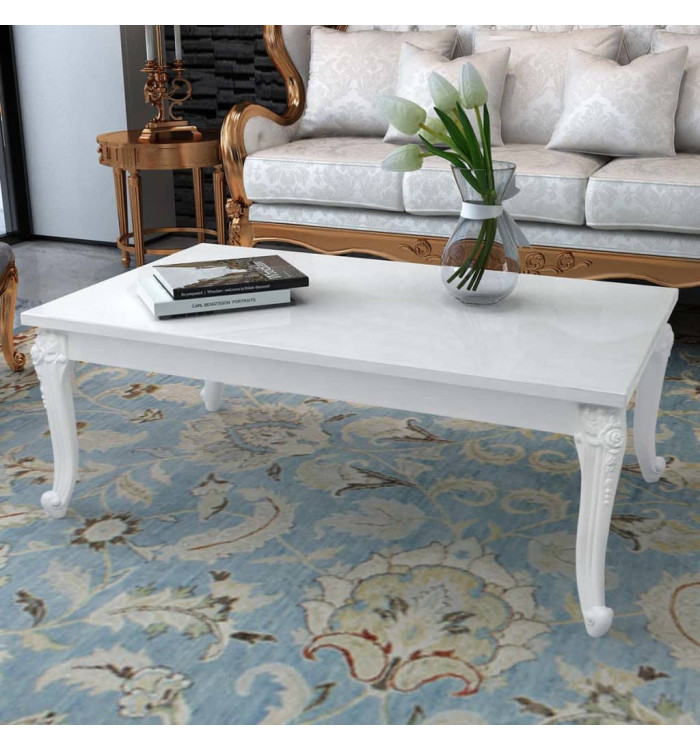 Table basse 115x65x42 cm Blanc brillant | Mobilier & Déco