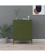 Commode Vert olive 80x35x101,5 cm Acier | Mobilier & Déco