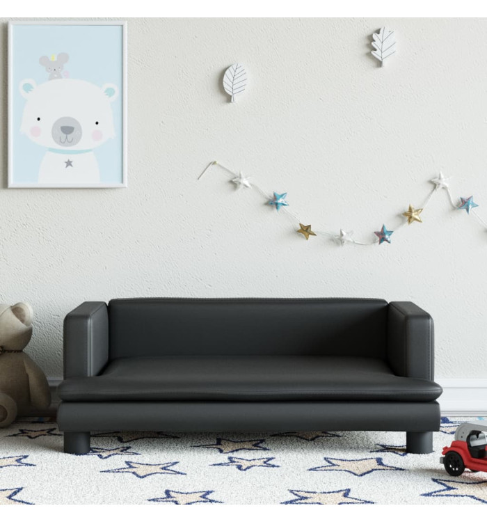 Canapé pour enfants noir 80x45x30 cm similicuir | Mobilier & Déco