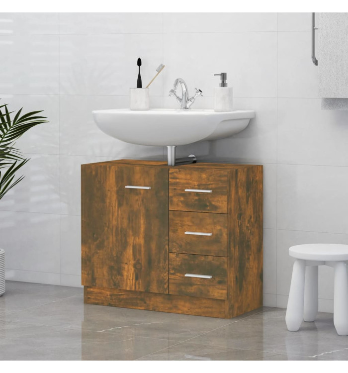 Armoire de lavabo Chêne fumé 63x30x54 cm Bois d'ingénierie | Mobilier & Déco