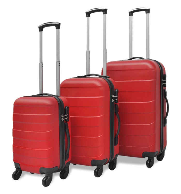 Valise rigide 3 pièces Rouge 45,5/55/66 cm | Mobilier & Déco
