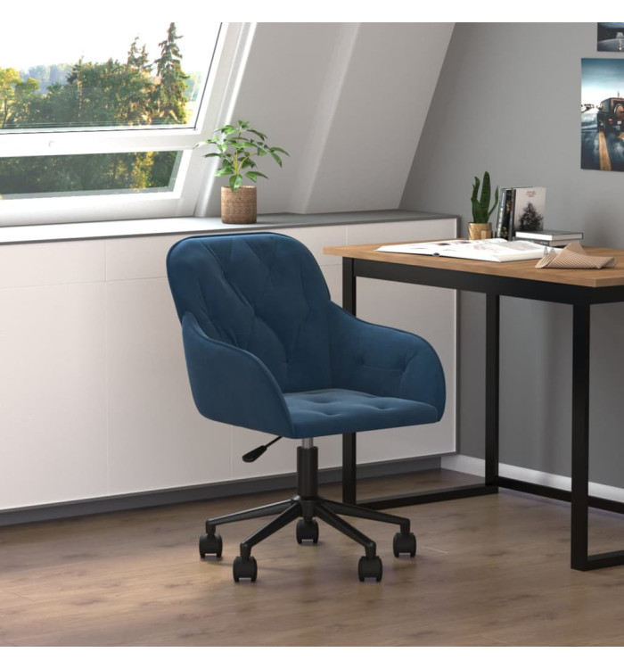 Chaise pivotante de bureau Bleu Velours | Mobilier & Déco