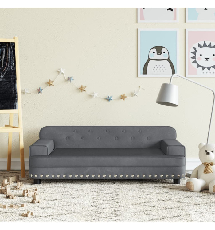 Canapé pour enfants gris foncé 90x53x30 cm velours | Mobilier & Déco