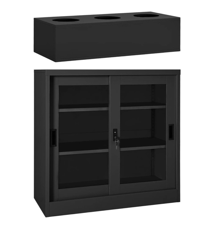 Armoire à portes coulissantes avec jardinière Anthracite Acier | Mobilier & Déco