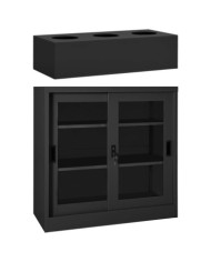Armoire à portes coulissantes avec jardinière Anthracite Acier | Mobilier & Déco