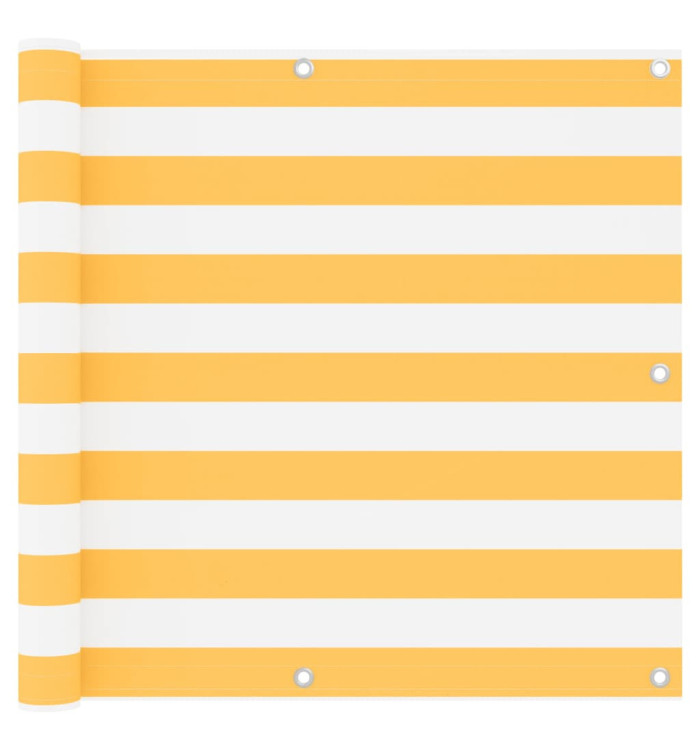 Écran de balcon Blanc et jaune 90x400 cm Tissu Oxford | Mobilier & Déco