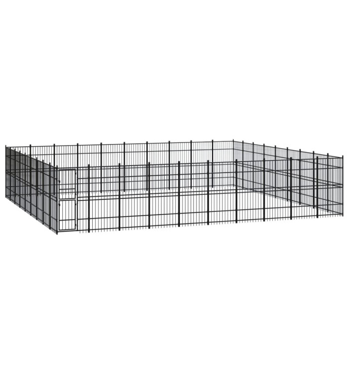 Chenil d'extérieur pour chiens Acier 82,94 m² | Mobilier & Déco