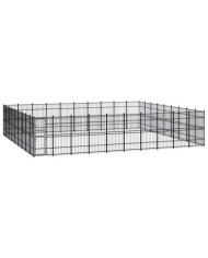 Chenil d'extérieur pour chiens Acier 82,94 m² | Mobilier & Déco