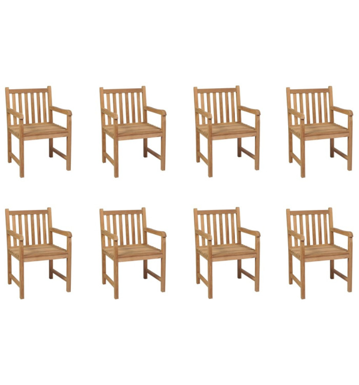 Chaises d'extérieur lot de 8 Bois de teck solide | Mobilier & Déco