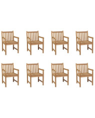 Chaises d'extérieur lot de 8 Bois de teck solide | Mobilier & Déco