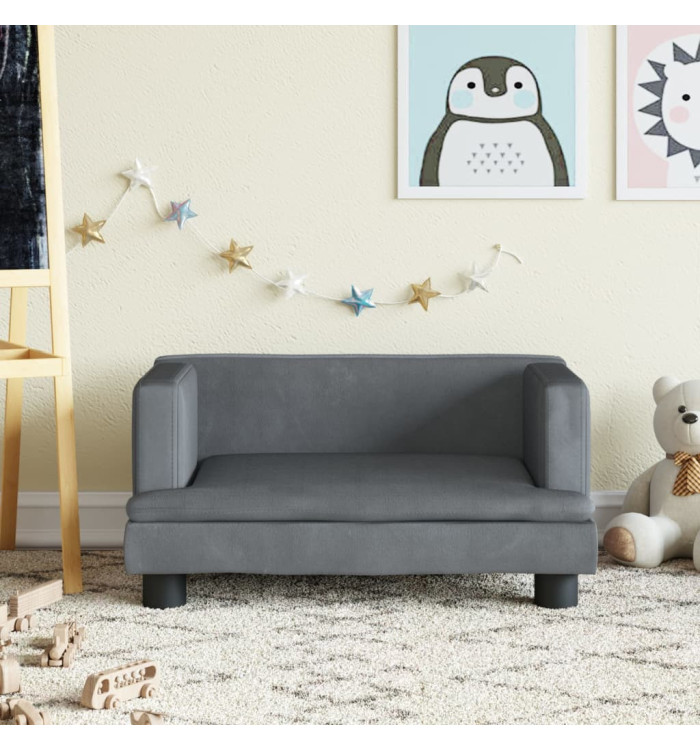 Canapé pour enfants gris foncé 60x40x30 cm velours | Mobilier & Déco