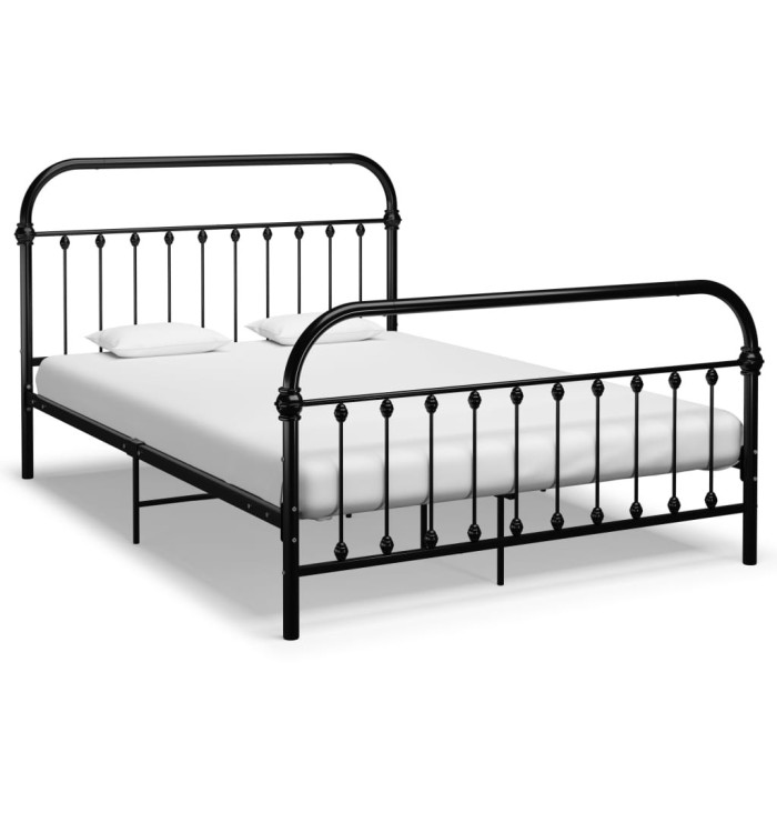 Cadre de lit sans matelas noir métal 120x200 cm | Mobilier & Déco