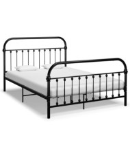 Cadre de lit sans matelas noir métal 120x200 cm | Mobilier & Déco