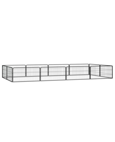 Parc pour chien 12panneaux Noir 100x50cm Acier enduit de poudre | Mobilier & Déco