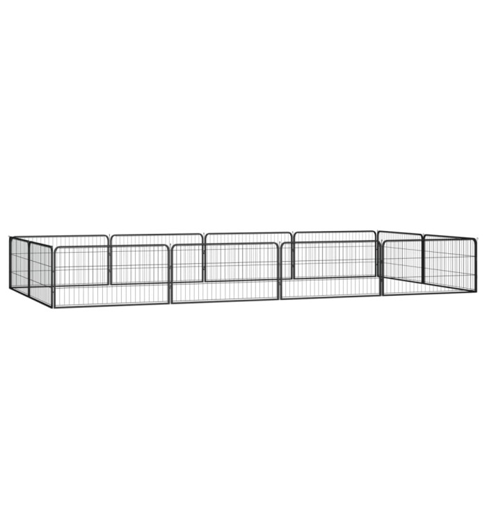 Parc pour chien 12panneaux Noir 100x50cm Acier enduit de poudre | Mobilier & Déco