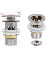 Drain à poussoir avec débordement Argenté 6,4x6,4x9,1 cm | Mobilier & Déco
