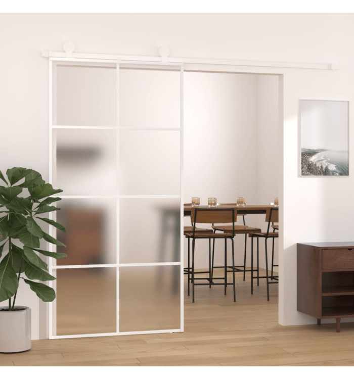 Porte coulissante Verre ESG dépoli aluminium 102,5x205 cm Blanc | Mobilier & Déco