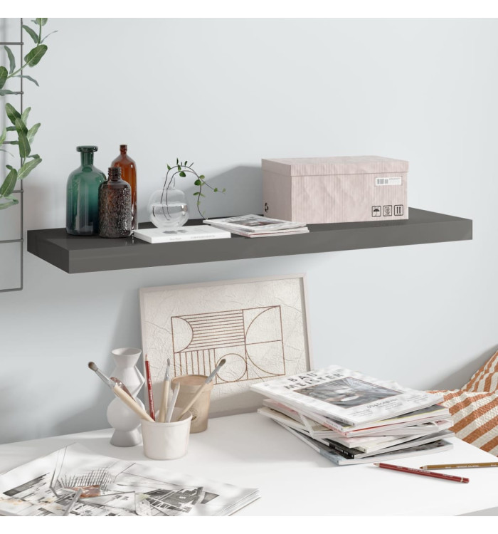 Étagère murale flottante Gris brillant 80x23,5x3,8 cm MDF | Mobilier & Déco