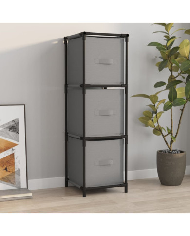 Armoire de rangement 3 tiroirs en tissu Gris 34x34x101 cm Acier | Mobilier & Déco