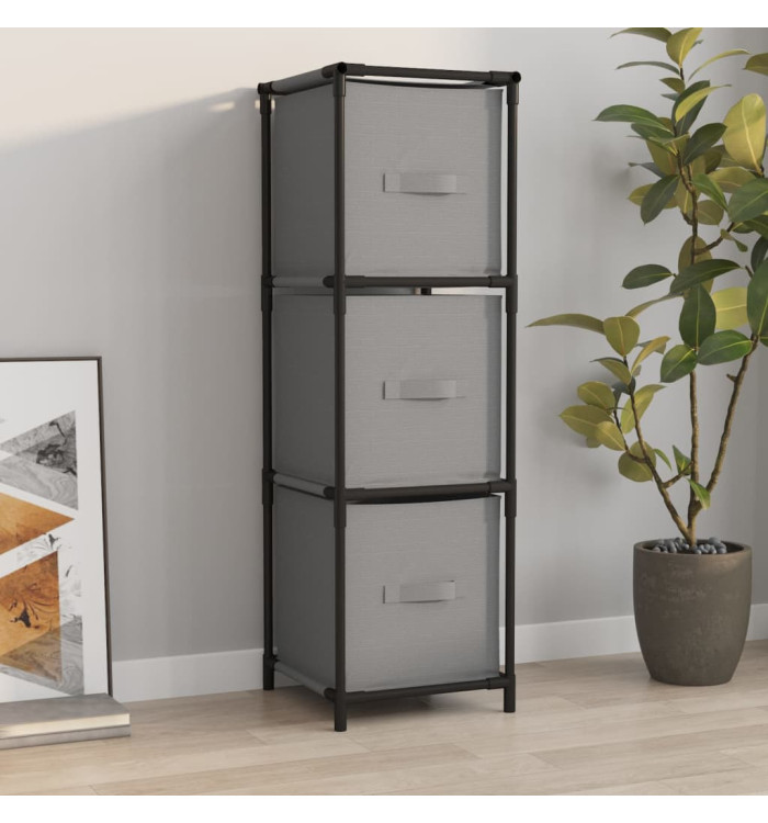 Armoire de rangement 3 tiroirs en tissu Gris 34x34x101 cm Acier | Mobilier & Déco