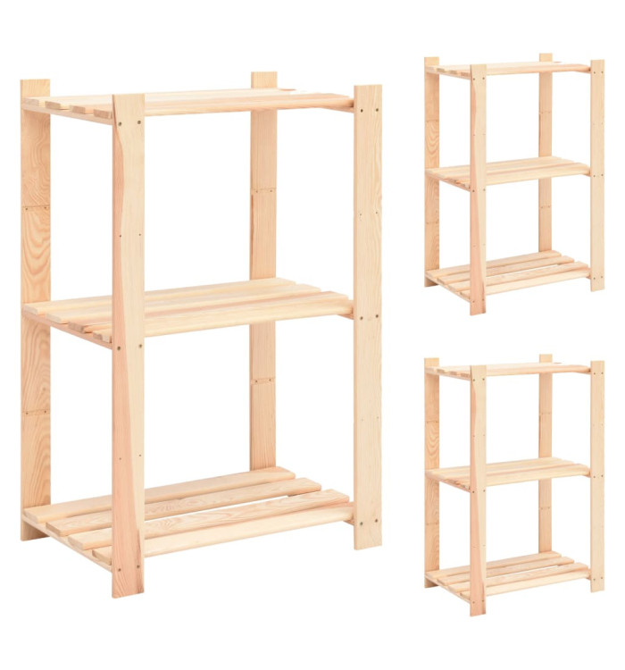 Étagères de rangement à 3 niveaux 3 pcs 60x38x90 cm Pin 150 kg | Mobilier & Déco