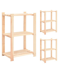 Étagères de rangement à 3 niveaux 3 pcs 60x38x90 cm Pin 150 kg | Mobilier & Déco