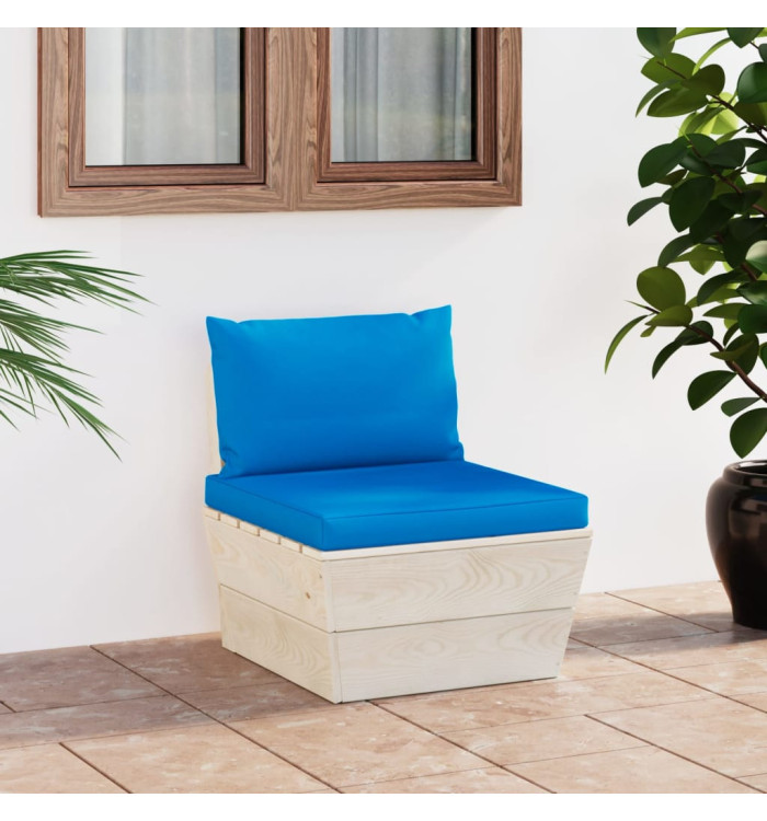 Canapé central palette de jardin avec coussins Épicéa imprégné | Mobilier & Déco