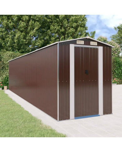 Abri de jardin Marron foncé 192x855x223 cm Acier galvanisé | Mobilier & Déco