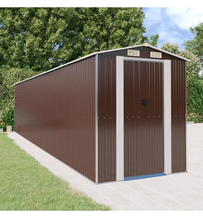 Abri de jardin Marron foncé 192x855x223 cm Acier galvanisé | Mobilier & Déco