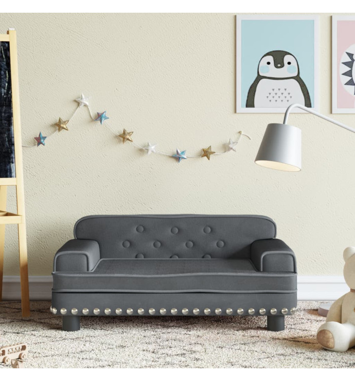 Canapé pour enfants gris foncé 70x45x30 cm velours | Mobilier & Déco