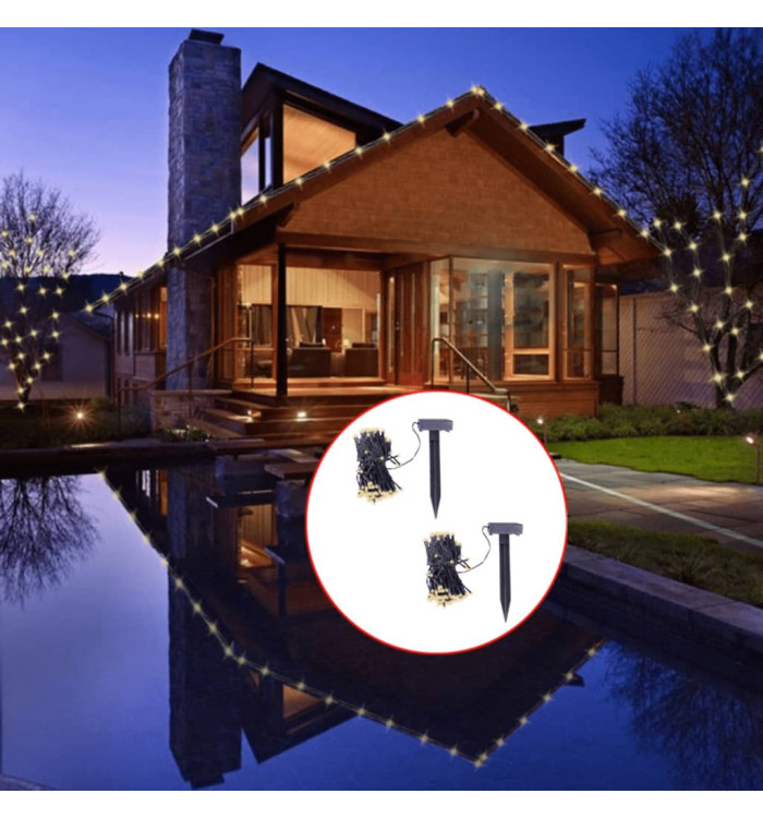Guirlande lumineuse solaire LED 2 pcs Blanc chaud | Mobilier & Déco