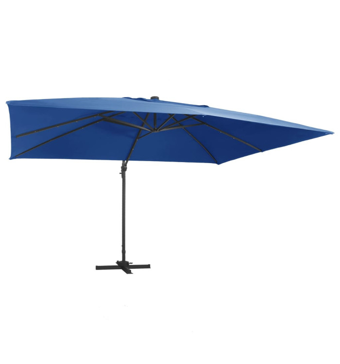 Parasol de jardin en porte-à-faux lumières LED mât en aluminium | Mobilier & Déco